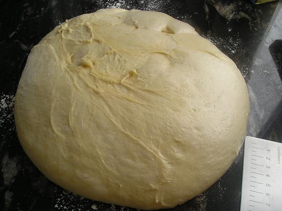 La masa tras la primera fermentación.